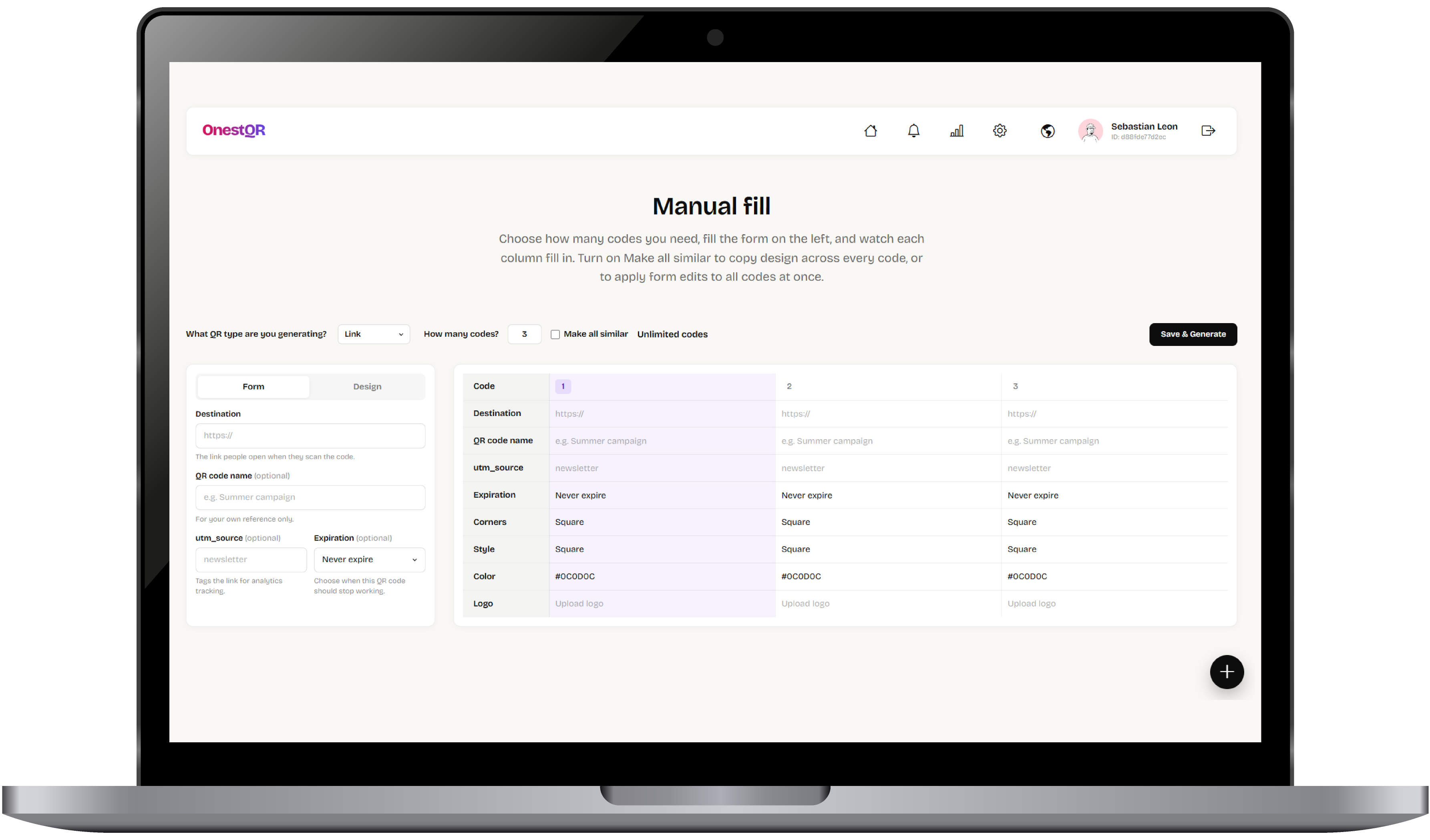 Editor masivo de códigos QR de OnestQR