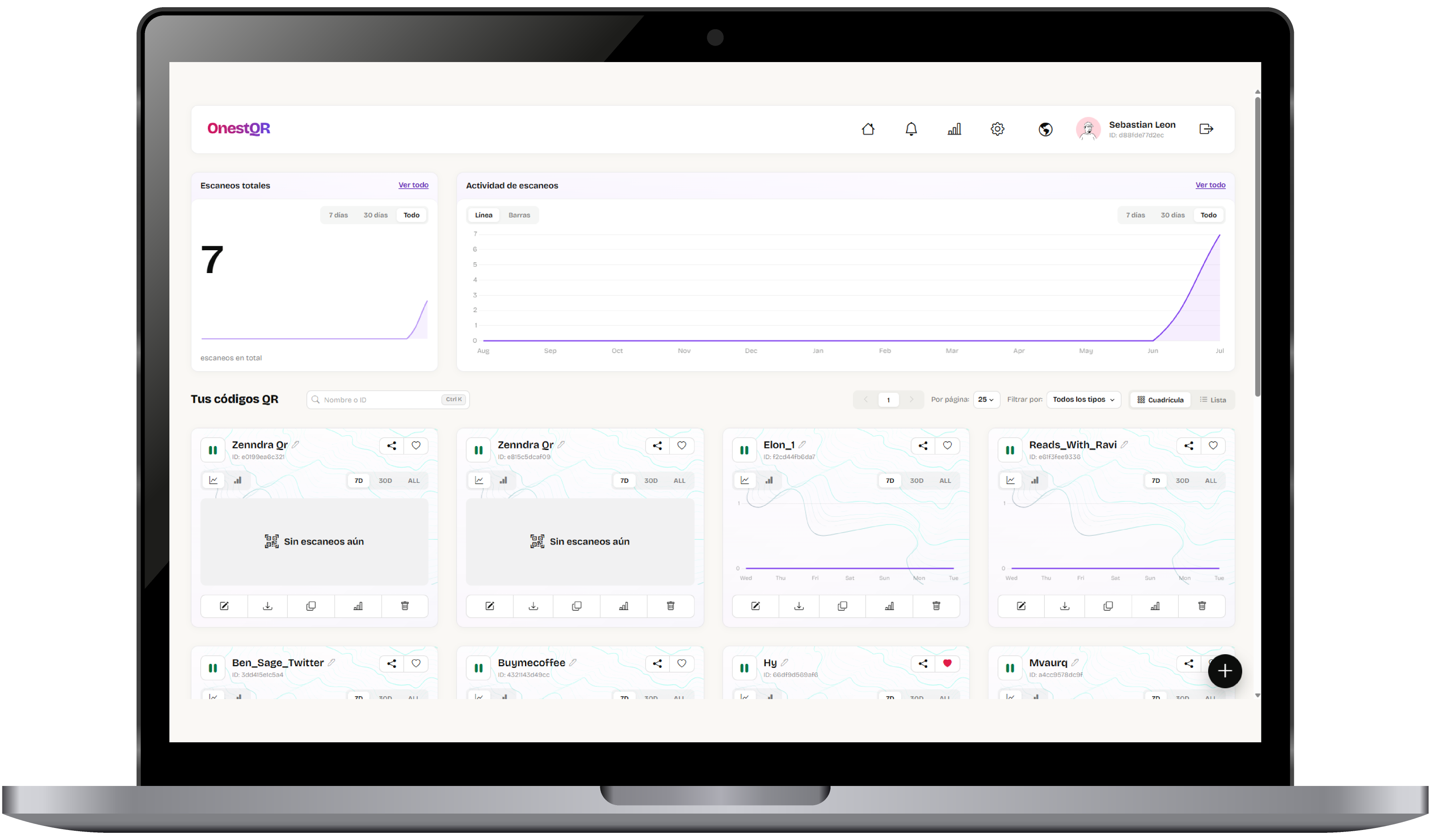 OnestQR dashboard preview